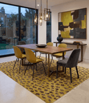 Golden Brown and Deep Purple Leopard Hand Knotted Wool Area Rug