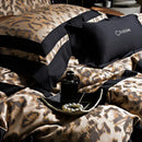 GobekUsa Leopard Jacquard 1000TC Lyocell Cotton Bedding Set: Duvet, Sheet, Pillowcases
