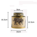 GobekUsa Leopard Pattern Tank Ceramic Storage Jar with Lid for Jewelry and Cosmetics
