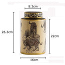 GobekUsa Leopard Pattern Tank Ceramic Storage Jar with Lid for Jewelry and Cosmetics