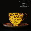 GobekUsa Leopard Print Bone China Coffee Set Tea Pot Cup Luxury Porcelain Drinkware