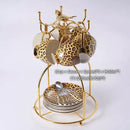 GobekUsa Leopard Print Bone China Coffee Set Tea Pot Cup Luxury Porcelain Drinkware
