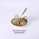 GobekUsa Leopard Print Bone China Coffee Set Tea Pot Cup Luxury Porcelain Drinkware