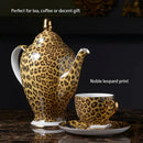 GobekUsa Leopard Print Bone China Coffee Set Tea Pot Cup Luxury Porcelain Drinkware