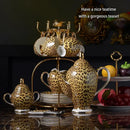 GobekUsa Leopard Print Bone China Coffee Set Tea Pot Cup Luxury Porcelain Drinkware