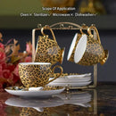 GobekUsa Leopard Print Bone China Coffee Set Tea Pot Cup Luxury Porcelain Drinkware