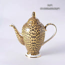 GobekUsa Leopard Print Bone China Coffee Set Tea Pot Cup Luxury Porcelain Drinkware