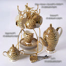 GobekUsa Leopard Print Bone China Coffee Set Tea Pot Cup Luxury Porcelain Drinkware