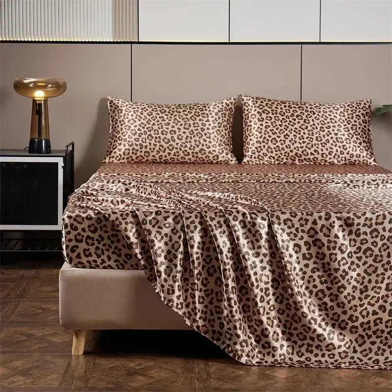 GobekUsa Leopard Print Satin Bedsheet Set King & Queen Sizes, photo 3 of 8