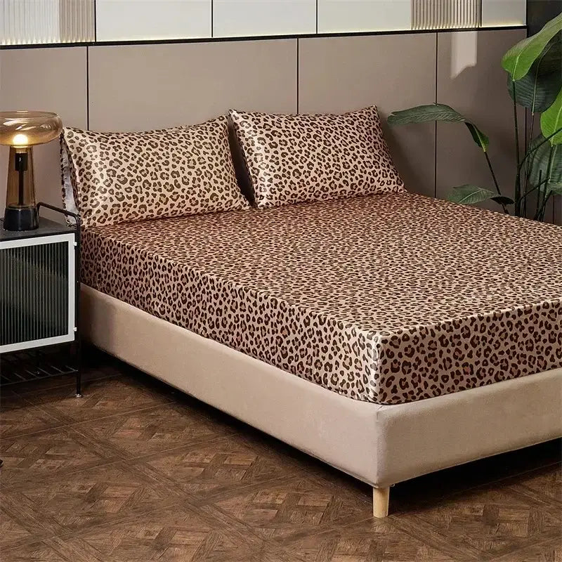 GobekUsa Leopard Print Satin Bedsheet Set King & Queen Sizes, photo 4 of 8