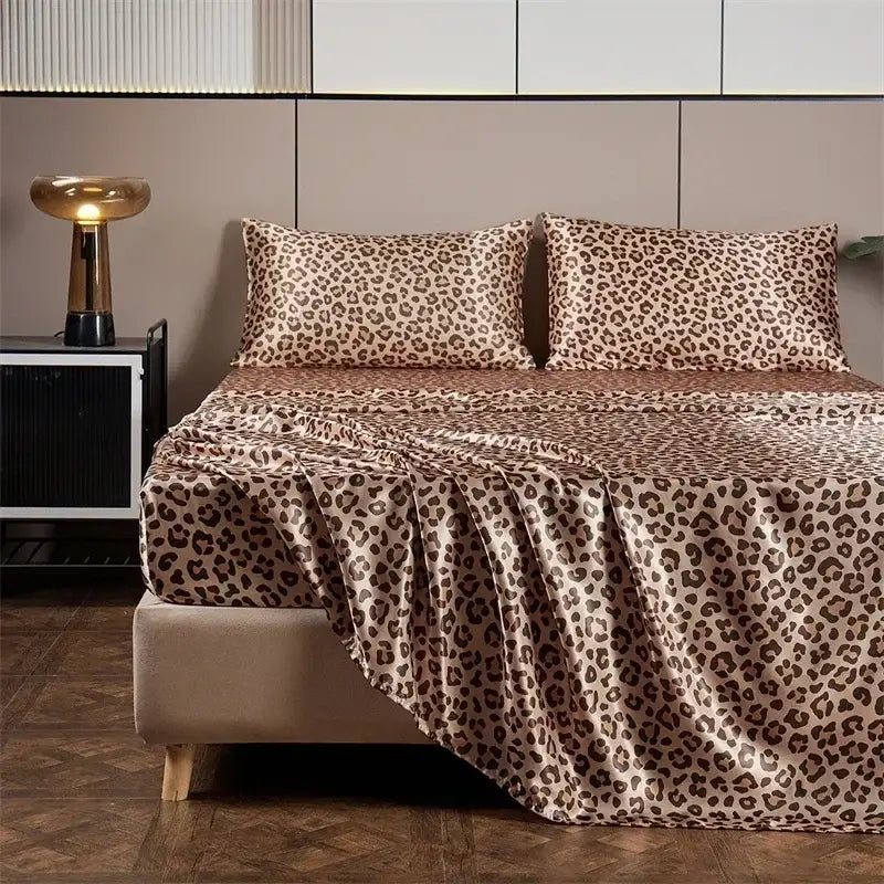GobekUsa Leopard Print Satin Bedsheet Set King & Queen Sizes, photo 8 of 8