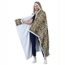 GobekUsa Leopard Print Warm Wearable Lap Blanket - Soft Flannel Shawl Blanket