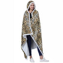 GobekUsa Leopard Print Warm Wearable Lap Blanket - Soft Flannel Shawl Blanket