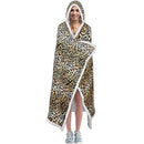 GobekUsa Leopard Print Warm Wearable Lap Blanket - Soft Flannel Shawl Blanket