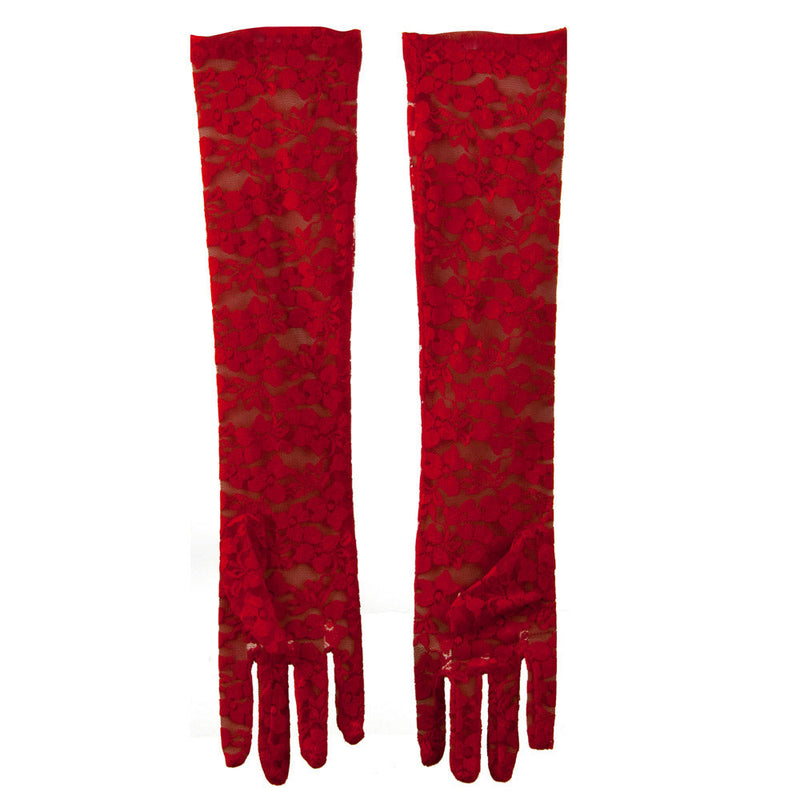 Woman's 19 Inches Long Laced Flower Glove