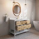 James Martin Olena 48" Single Bathroom Vanity, Polished White and Light Mappa Burl