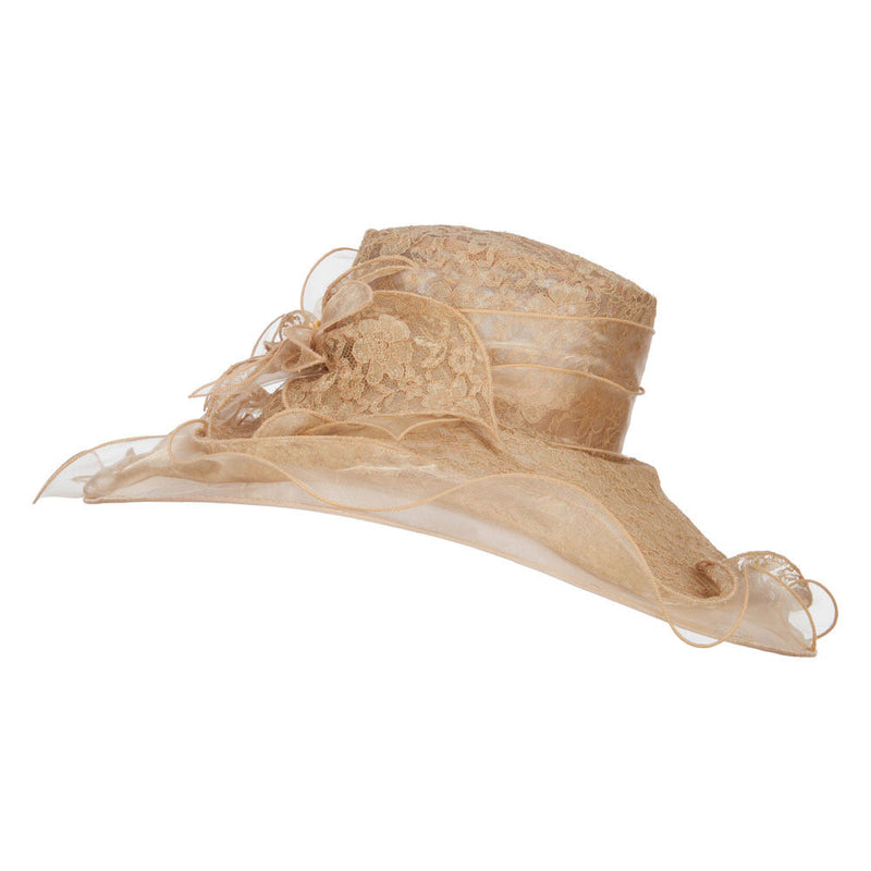 Lace Covered Wide Organza Hat