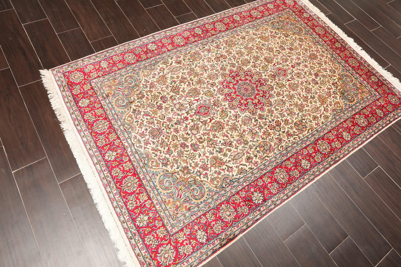4'3"x6'3"Persian Oriental Area Rug Hand Knotted 100% Silk Traditional 400 KPSI