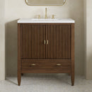 James Martin Myrrin 30" Single Bathroom Vanity, Mid-Century Walnut