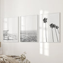 Black White Coastal Wall Art Set: Palms, Ocean, Lifeguard by Wall Art Set