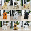Lifelike black & white resin dog sculpture living room decor by Decorbites