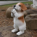 Lifelike black & white resin dog sculpture living room decor by Decorbites