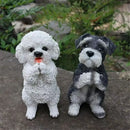 Lifelike black & white resin dog sculpture living room decor by Decorbites