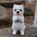 Lifelike black & white resin dog sculpture living room decor by Decorbites