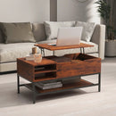Lift Top Coffee Table with Hidden Compartment and Removable Storage Shelf-Rustic Brown by LJGDeals
