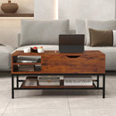 Lift Top Coffee Table with Hidden Compartment and Removable Storage Shelf-Rustic Brown by LJGDeals