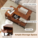 Lift Top Coffee Table with Hidden Compartment and Removable Storage Shelf-Rustic Brown by LJGDeals