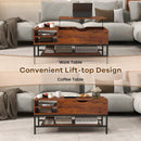 Lift Top Coffee Table with Hidden Compartment and Removable Storage Shelf-Rustic Brown by LJGDeals