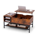 Lift Top Coffee Table with Hidden Compartment and Removable Storage Shelf-Rustic Brown by LJGDeals