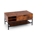 Lift Top Coffee Table with Hidden Compartment and Removable Storage Shelf-Rustic Brown by LJGDeals