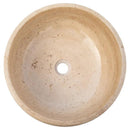 Light Beige Polished Travertine Vessel Bathroom Sink 16 Inch Round Natural Stone
