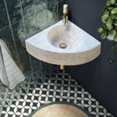 Light Beige Travertine Corner Vessel Bathroom Sink Wall Mount 15 7