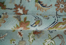 Light Blue and Camel 8x10 Hand Knotted Traditional Floral Oushak Rug by The Rug Decor