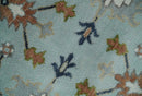 Light Blue and Camel 8x10 Hand Knotted Traditional Floral Oushak Rug by The Rug Decor