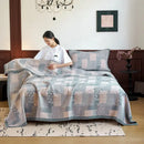 GobekUsa Cotton Three-Layer Towel Blanket with Pillow - Summer Cool Quilt