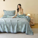 GobekUsa Cotton Three-Layer Towel Blanket with Pillow - Summer Cool Quilt