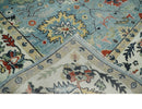 Light Blue and Ivory hand knotted 8.10x11.8 Vibrant colorful Traditional Oushak Wool Area Rug