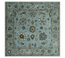 Wool Traditional Oushak Hand-Tufted Oriental Area Rug Blue Beige Gray Custom Made by The Rug Decor