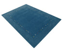 Light Blue Contemporary Gabbeh Border Design Hand Loomed Artisanal Wool Area Rug by The Rug Decor