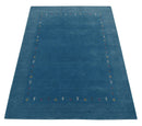 Light Blue Contemporary Gabbeh Border Design Hand Loomed Artisanal Wool Area Rug by The Rug Decor