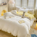 GobekUsa Cartoon Embroidery 100% Cotton Bedding Set King Queen Bedclothes