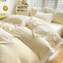 GobekUsa Cartoon Embroidery 100% Cotton Bedding Set King Queen Bedclothes