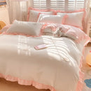 GobekUsa Cartoon Embroidery 100% Cotton Bedding Set King Queen Bedclothes