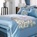GobekUsa 200S Cotton Embroidery Bedding Set - Queen King Linens - Duvet Cover Sheets