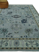 Light Blue Hand Knotted 100% Premium Wool Traditional Oushak Multi Size Area Rug