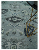 Light Blue Hand Knotted 100% Premium Wool Traditional Oushak Multi Size Area Rug